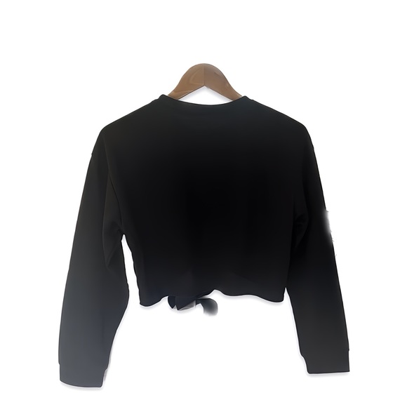 NEW Dropped Shoulder Tie Back Cropped Casual Sports Sweatshirt Size S - Picture 3 of 3